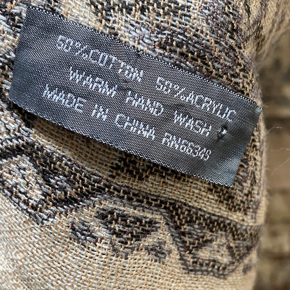 Vintage Floral Wrap/Scarf, Brown/Cream, Reversible - Picture 3 of 9